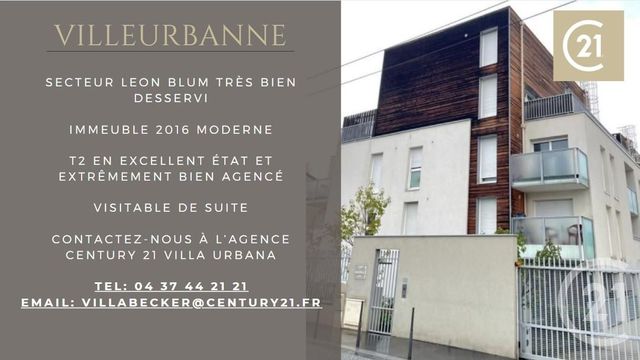 Appartement F2 à vendre - 2 pièces - 43 m2 - Villeurbanne - 69 - RHONE-ALPES